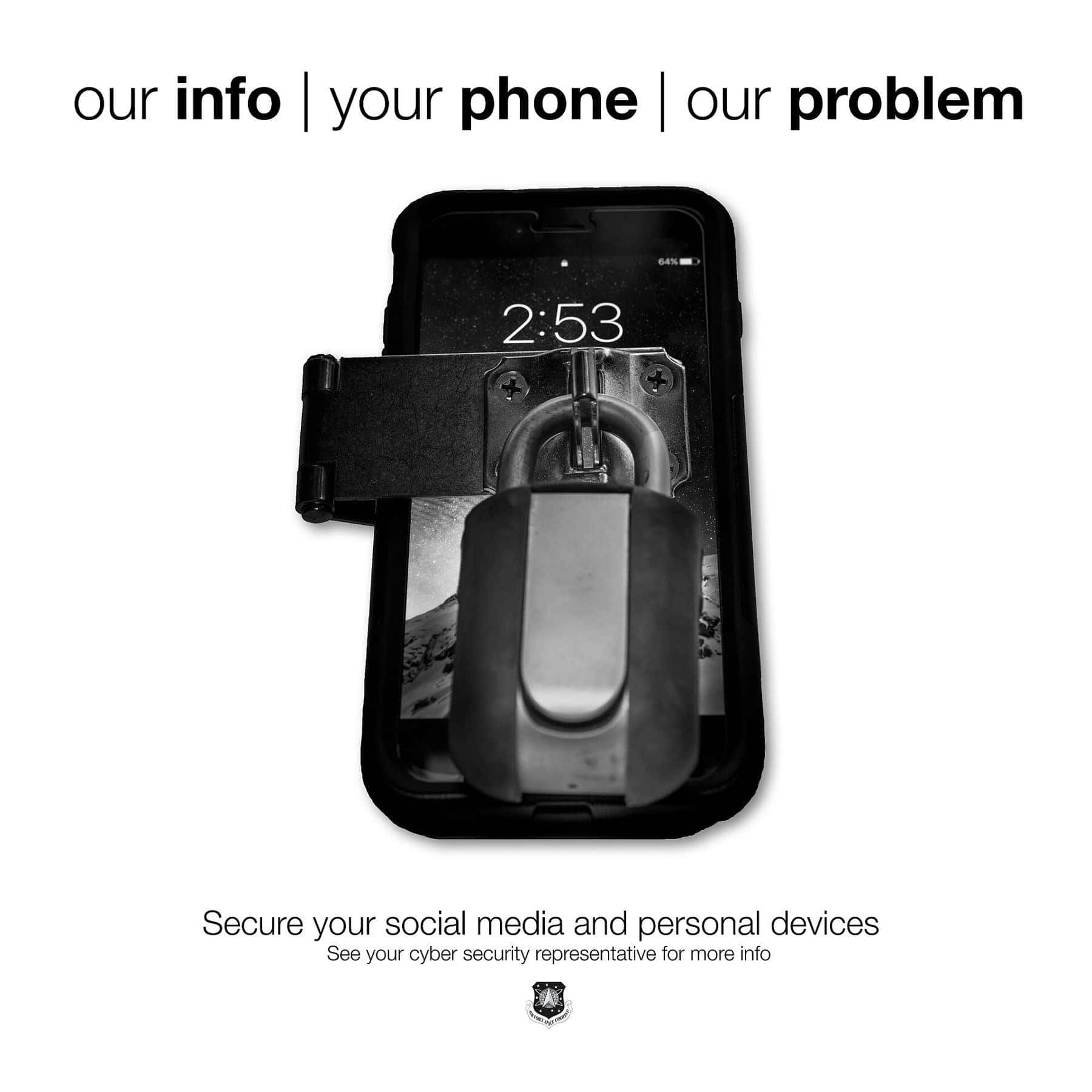 Security poster showing a padlock on a smartphone screen